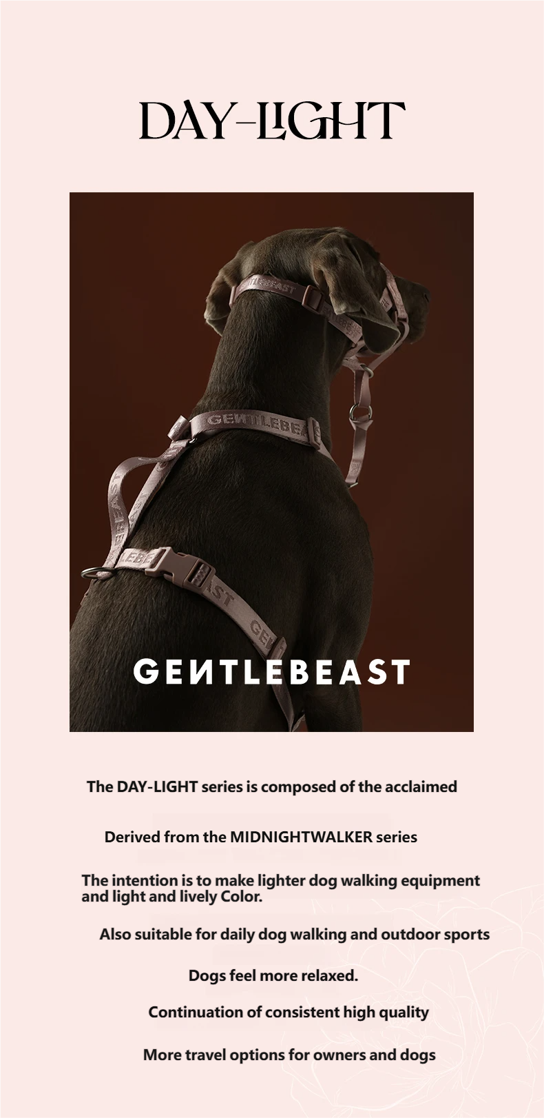 DAY-LIGHT Dog Harness – Ash Rose detail image 1