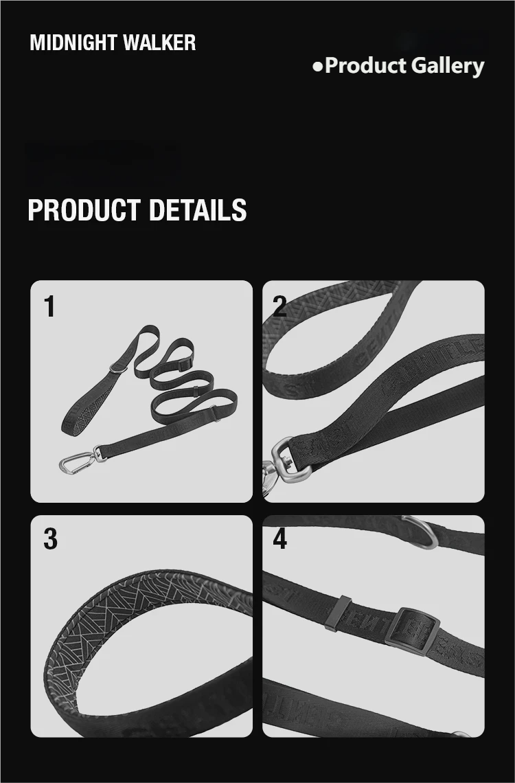 Midnight Walker Dog Leash – Moonless Night detail image 13