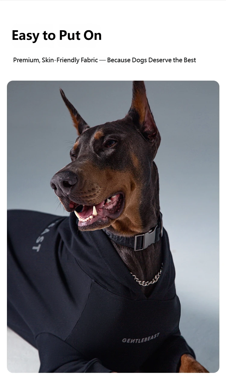 Gentle Hoodie For Dogs – Just Black detail image 2