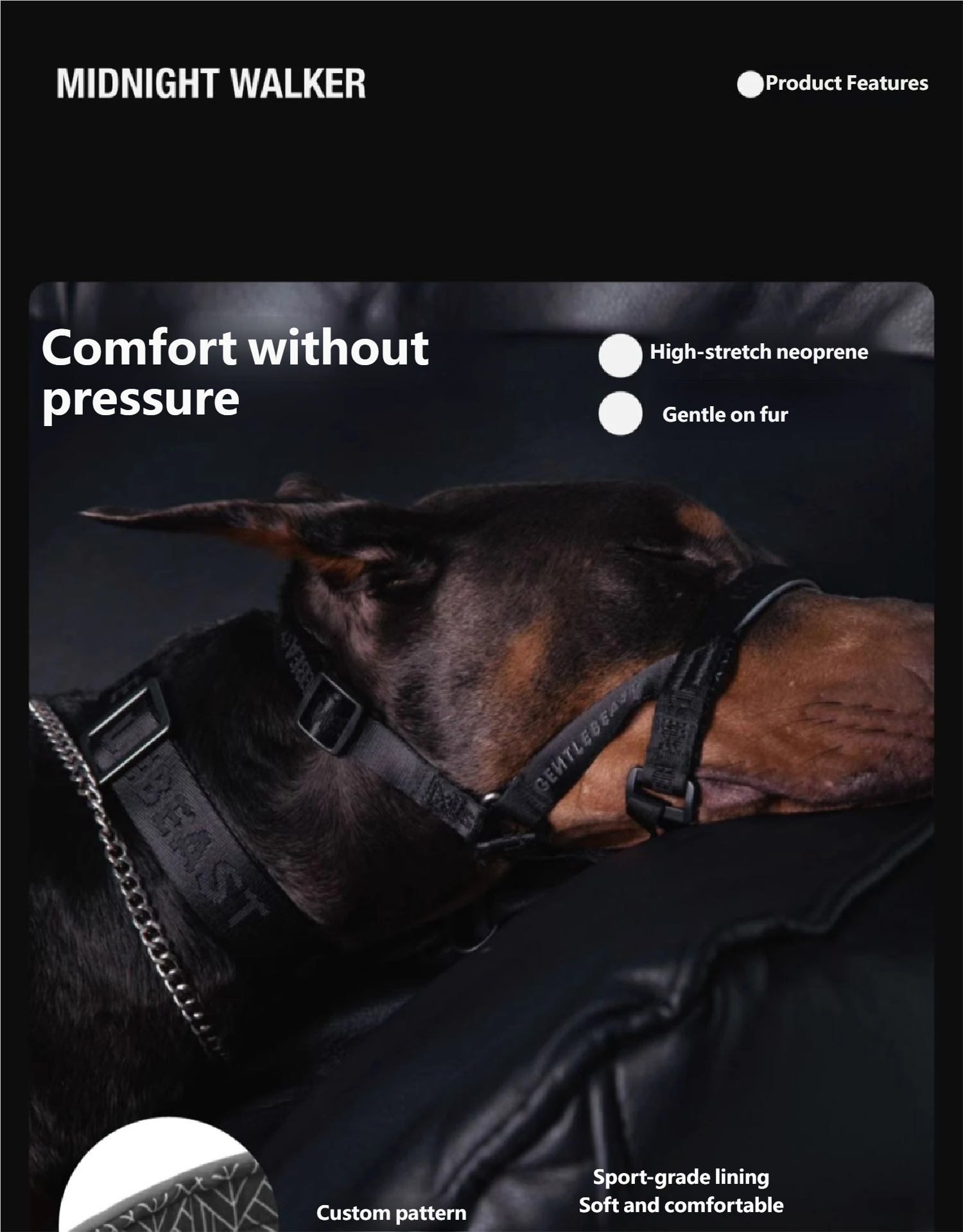 Midnight Walker Dog Headcollar – Moonless Night detail image 10
